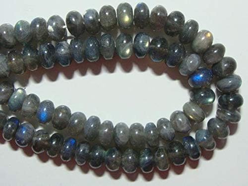 Blue Green Gold Flash Labrarite Smooth Rondelle Bead, 8 Inch Long Strands 9-10x5-7mm, Code-HIGH-61972