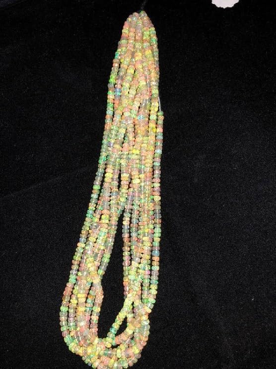 AAA+ Opal Faceted Rondelle Beads, 3-5 mm Ethiopian Opal Beads Strand Opal Rondelle Beads Fire Opal Bead Flashy Opal Beads for Making Jwelery