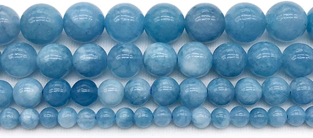 Natural Blue Aquamarin Stone Round Spacer Loose Beads for Jewelry Making Bracelet Necklace (Color : D, Size : 4mm)