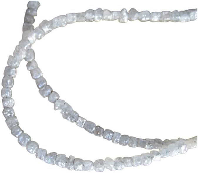 1mm To 2mm White Gray Diamond Box Beads, Rough Diamonds, Natural Raw Cube Diamonds, Conflict Free Diamond Beads For Jewelry (4IN To 16IN), 1-2 MM