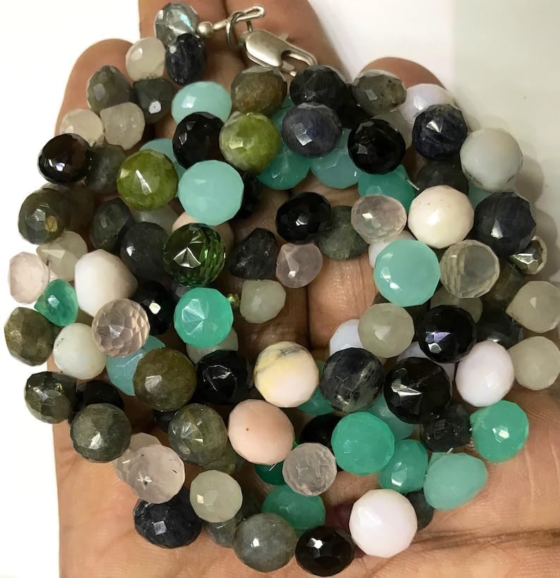 Natural Multi Beads Onion Faceted Beads 8x10mm 18 inch Long String Jewelry Making Gemstone Beads for Necklace Bracelet