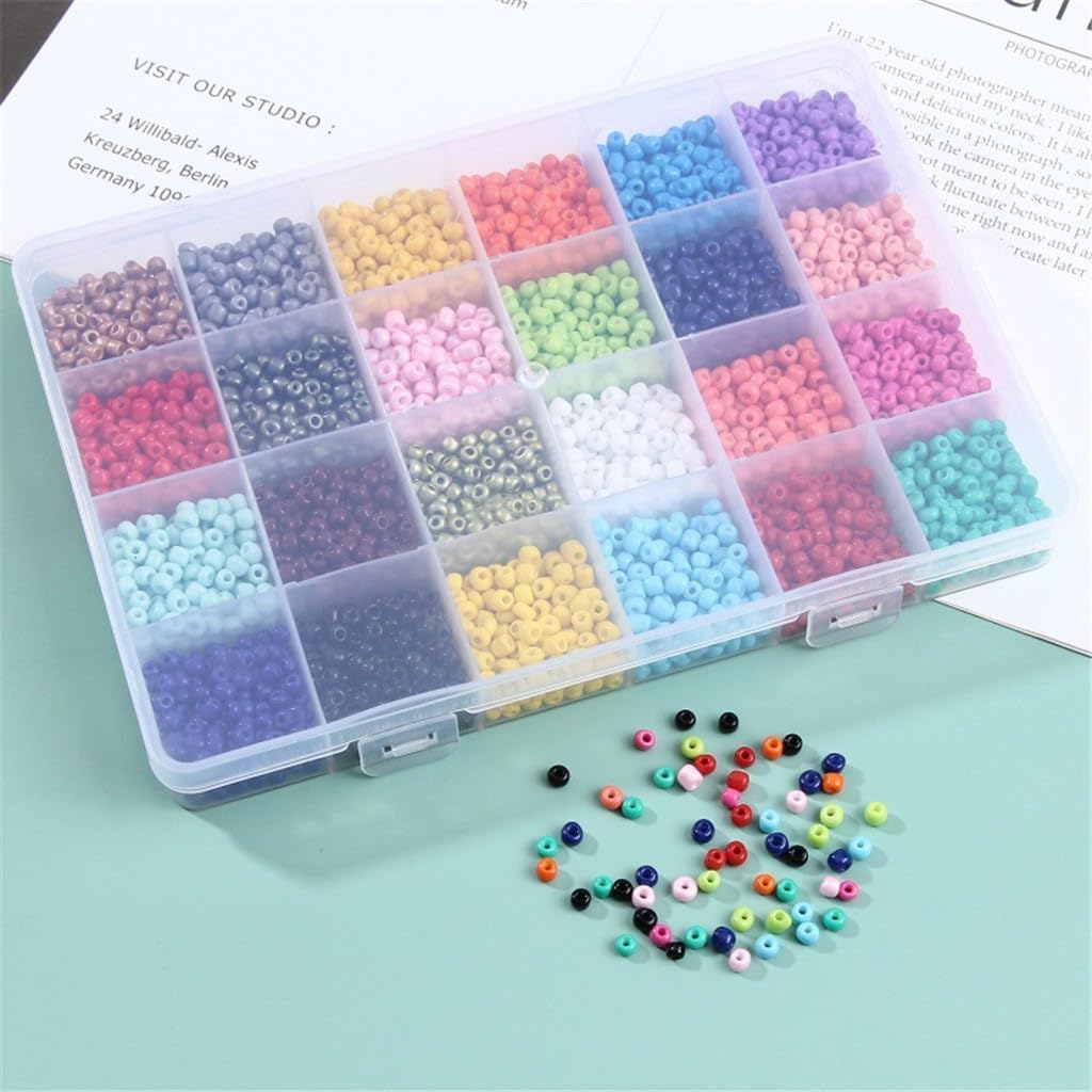 SIDUFHAOPKLL 24 Grid Lacquered Glass Rice Bead Set DIY Handmade Jewelry Bracelet Beading Material Color Combination