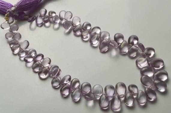 8 inch Strand of Natural Amethyst 7-12mm pear Smooth briolette Beads for DIY Jewelry Making. |BRIO_00294