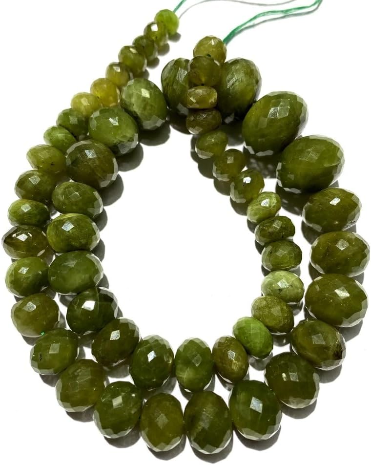 Natural Wonder Green Sapphire roundelle facated Beads 8-15 MM 18 inch Long String Jewelry Making Gemstone Beads for Necklace Bracelet
