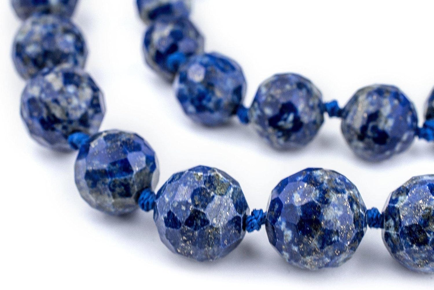 The Bead Chest Multi-Faceted Afghan Lapis Stone Beads 13mm Afghanistan Blue Faceted Gemstone 19 Inch Strand