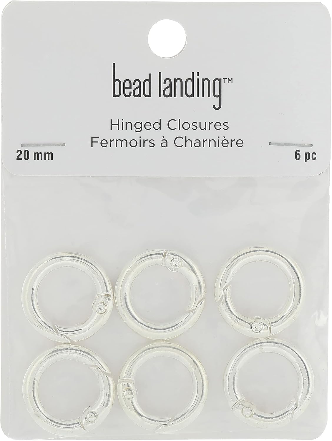 Bead Landing Silver Metal Round Hinged Closures – 20mm Zinc Alloy Jewelry Findings in Assorted Finishes for Necklaces, Bracelets & Anklets, 12 Pack