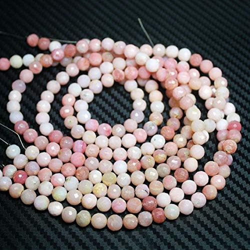 LOVEKUSH Natural Pink Opal Faceted Round Ball Gemstone Loose Craft Beads Strand 16 Inch Long 7mm Code-HIGH-26517