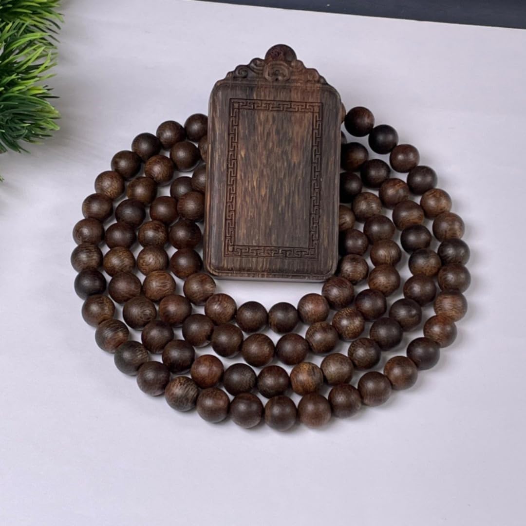 Vietnamese Nha Trang White Agarwood, Sinking Grade 8mm, Paired with Auspicious Clouds Amulet, Aged Material with Sweet Floral and Honey Aroma