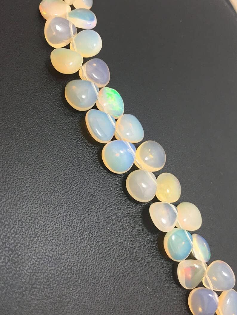 8 inch Strand of Natural Brown Ethiopian Opal 6.5-8.5 mm Heart Smooth briolette Beads for DIY Jewelry Making. |BRIO_01305