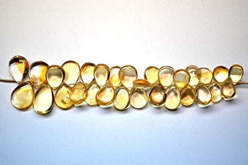 6 Inch 265 Cts 9x14-16x20mm Natural Citrine Smooth Pear Shape Briolette Beads Strand Code-HIGH-59702