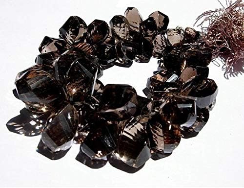 smoky quartz faceted spiral briolettes size 9x6-15x8mm 4