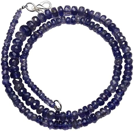 Hand_Crafted 26 Inch Natural Iolite 4-7 mm rondelle Faceted Beads for Jewelry Making YO-NECK-21317