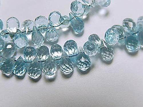 Sky Blue Topaz Gemstone Briolette, Semi Prescious Gemstone Bead. Faceted Topaz Teardrop, 5-6mm 10pcs Code-HIGH-67630