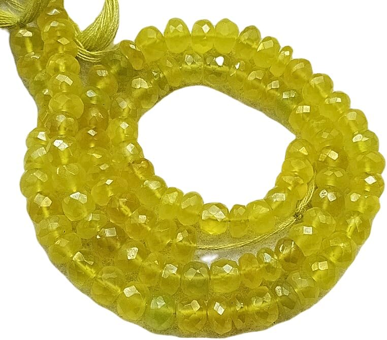 13 inch Strand of Natural gem Mystic Green Chalcedony, 5-5.5mm rondelle Faceted Beads for DIY Jewelry Making. | Beads_05756