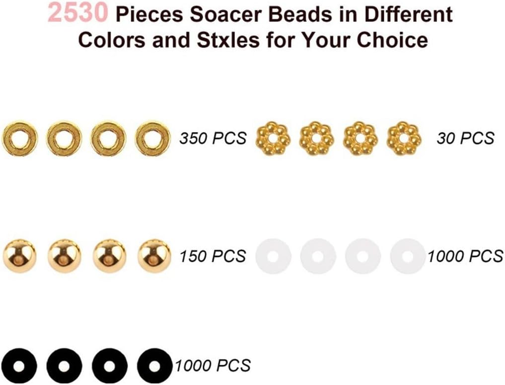 SIDUFHAOPKLL DIY Bracelet Kit Girls Clay Beads White Gold Bead Making