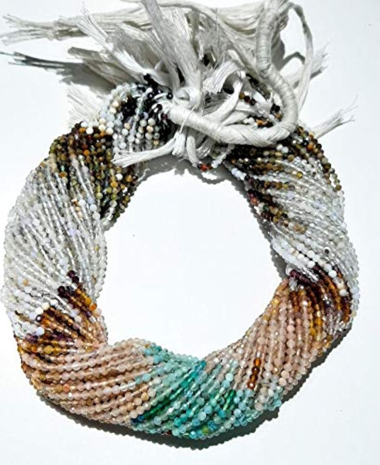 GEMZ 8 inch Strand of Natural Multi Gemstone rondelle Shape Faceted Cut Multi Color Color Beads for DIY Jewelry Making- Earring Necklace Bracelet.