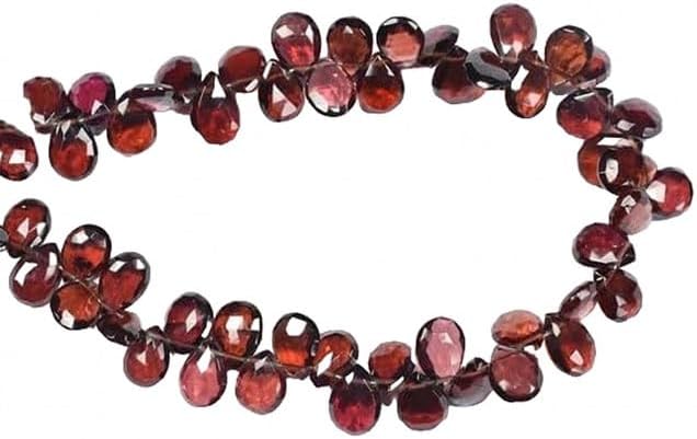 8 Inch 6x9-7x10mm Natural Pyrope Red Garnet Faceted Pear Shape Briolette Beads lot of 10 Strands CHIK-STRD-95036
