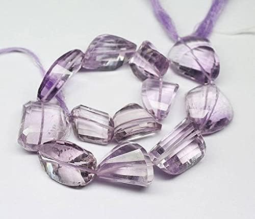 Pink Amethyst Brazil Faceted Step Tumble Nugget Gemstone Craft Beads Strand 10