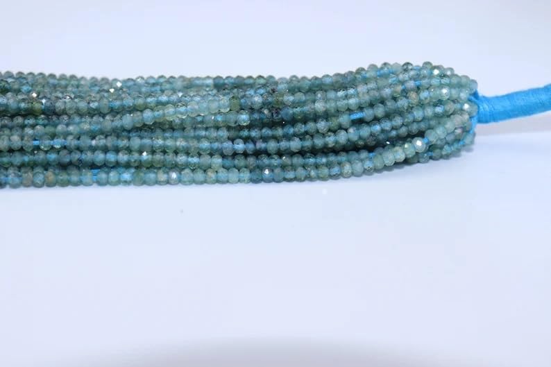 AAA+ Quality Blue Tourmaline Faceted Rondelle 3mm Beads Strand for Jewelry Making Natural Tourmaline Gemstone Minimalist Beads