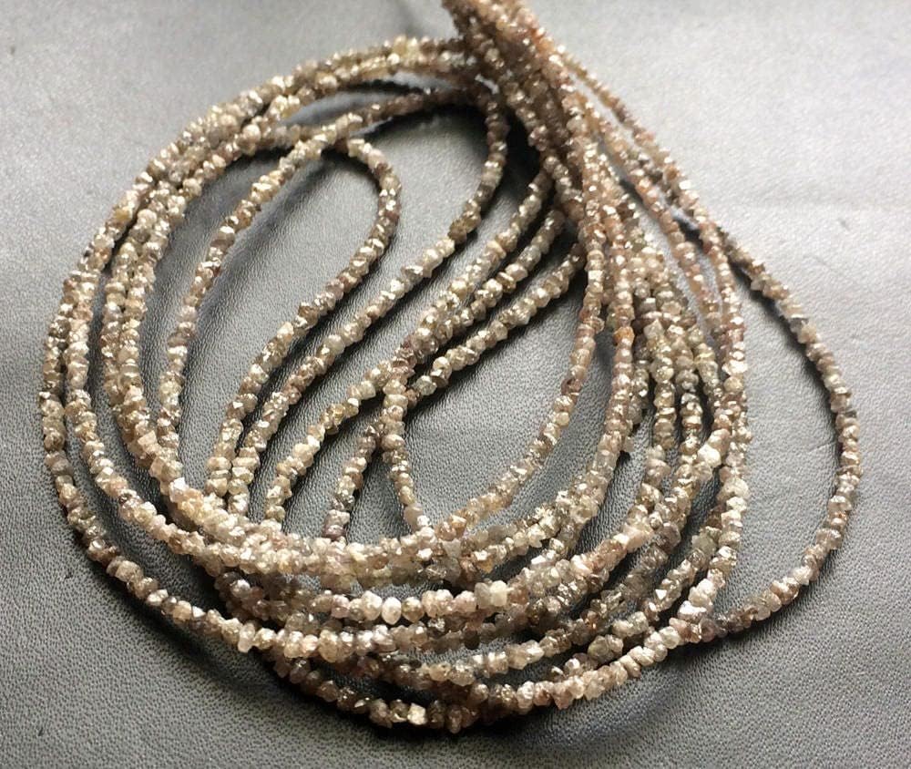 2-2.5mm Light Brown Uncut Rondelle Diamond Beads, Natural Rough Diamond Rondelle, Uncut Diamond Beads for Jewelry (4IN to 16IN) - DDP205, 2 MM - 2.5 MM, 16 in