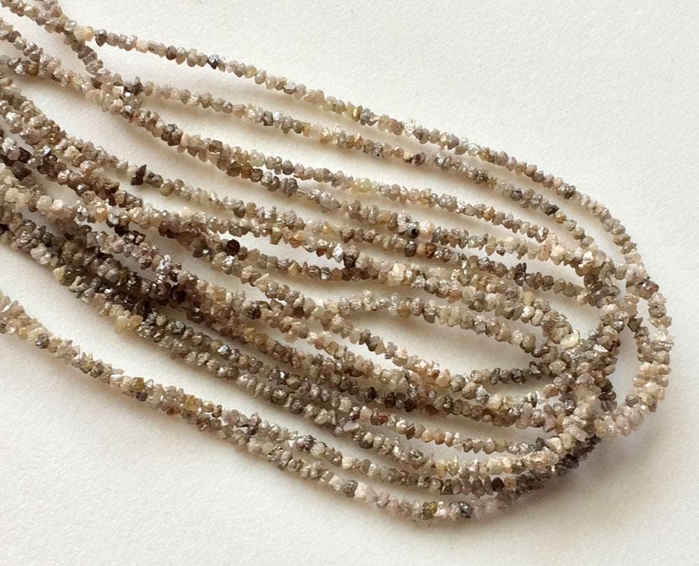 2-3mm Light Brown Rough Diamond Chip Beads, Light Brown Raw Diamond, Raw Uncut Diamond Beads For Jewelry (4IN To 16IN Options) - DS3607, 2-3 MM