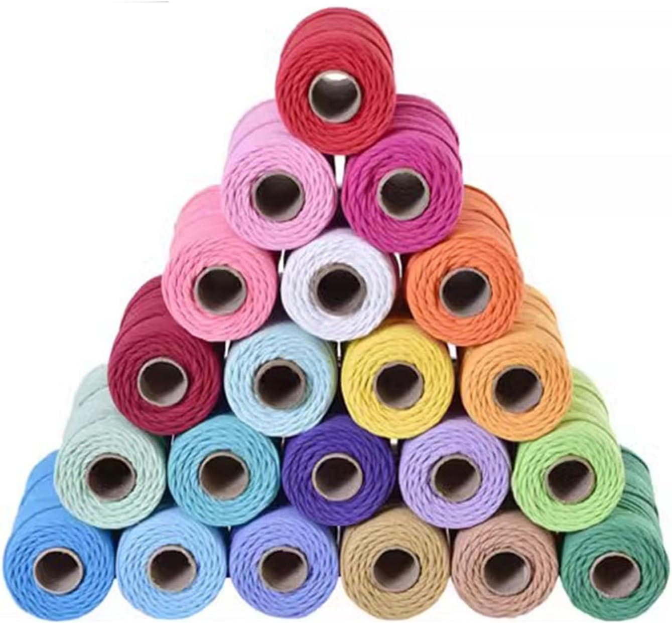 Cotton String Ball, Elastic cord, thread beading string,Macrame Cord 4mm x 100m,4 Rolls,Natural Cotton Rope Thick Craft String Rope,36 Colors,Soft Macrame Rope Cotton Cord for Wall Hanging,Home Decora