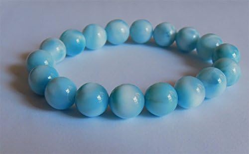 1 strands natural blue larimar stretch finish bracelet round beads 10mm 02446