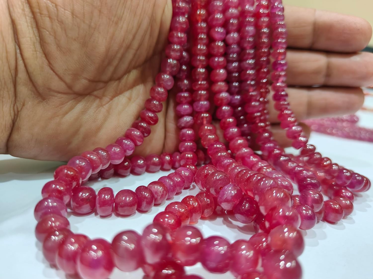 Natural Ruby Rondelle Plain Smooth Graduated 5 to 8mm Beads Sold Per Strand 8 inches Long