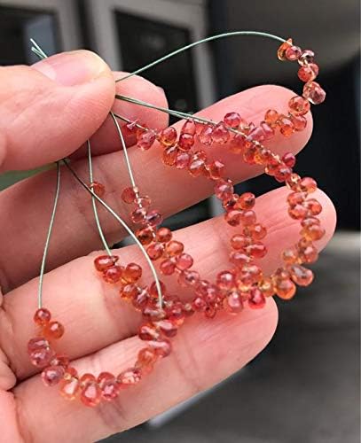 Orange red Sapphire Facet Drops Size Vary 2x4-3x5 mm Set of 20 Beads Code-HIGH-60234