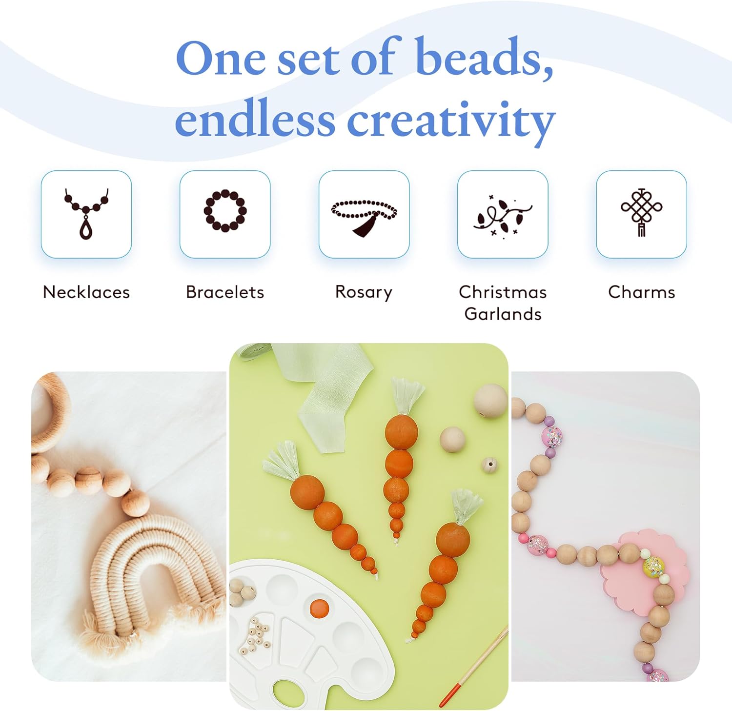 Wooden Beads (38mm) 1-1/2 x 3/8 Inch Hole Pack of 100 Unfinished Wooden Bead Supplies Easily Threads, Smooth Natural Finish Paint and Stain by Woodpeckers