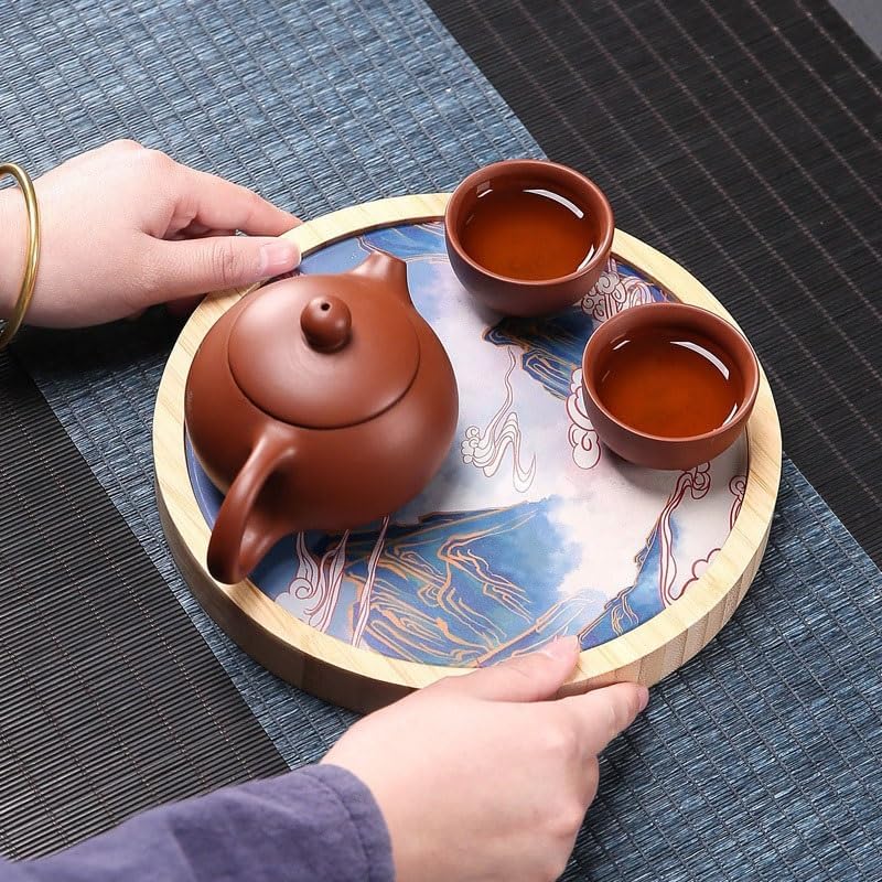 Tray Chinese Quick-Drying Tea Tray Ceramic Teapot Dry Tea Table Tea Table Restaurant Service Tray Serving Trays(D)