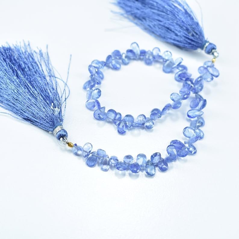 Natural Tanzanite pear Faceted Beads 3.5X5.5-4X6.5mm 8 inch Long String Jewelry Making Gemstone Beads for Necklace Bracelet