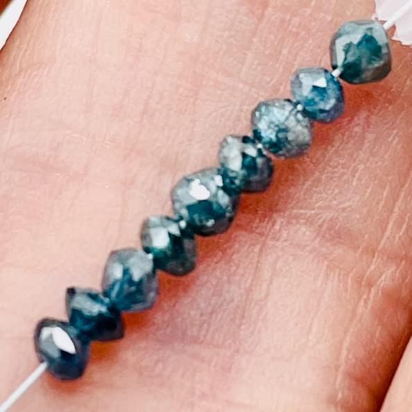 Blue Diamond Faceted Roundel Beads | 3-2.6mm | 9 Beads | ~1.0 Carat |10597A for Jewelry Making