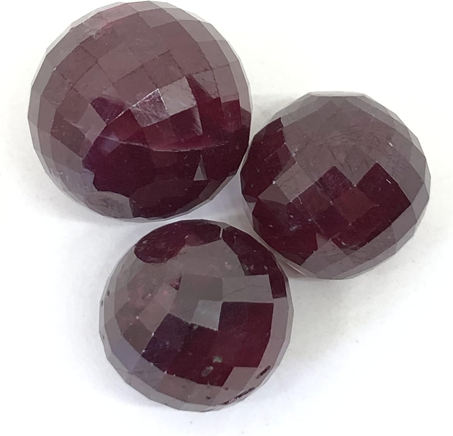 245.48 Ct Ruby Round Shape Sphere Balls Size 18 to 20 mm Cut Faceted Beads 3 Piece Layout Set Loose Gemstone for Making Jewelry