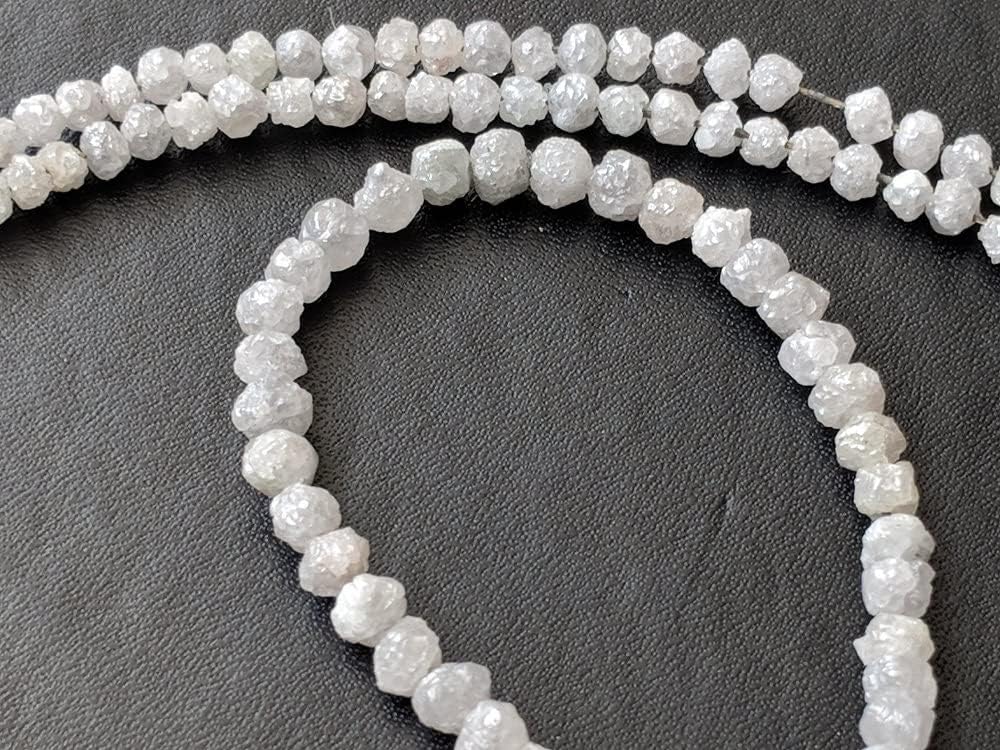 2.5-4mm Natural White Gray Raw Diamond Beads, Rough Diamond Rondelle Beads, White Gray Diamond Beads, Diamond Jewelry (4IN To 16IN) - PPD173, 2.5-4 MM Approx.