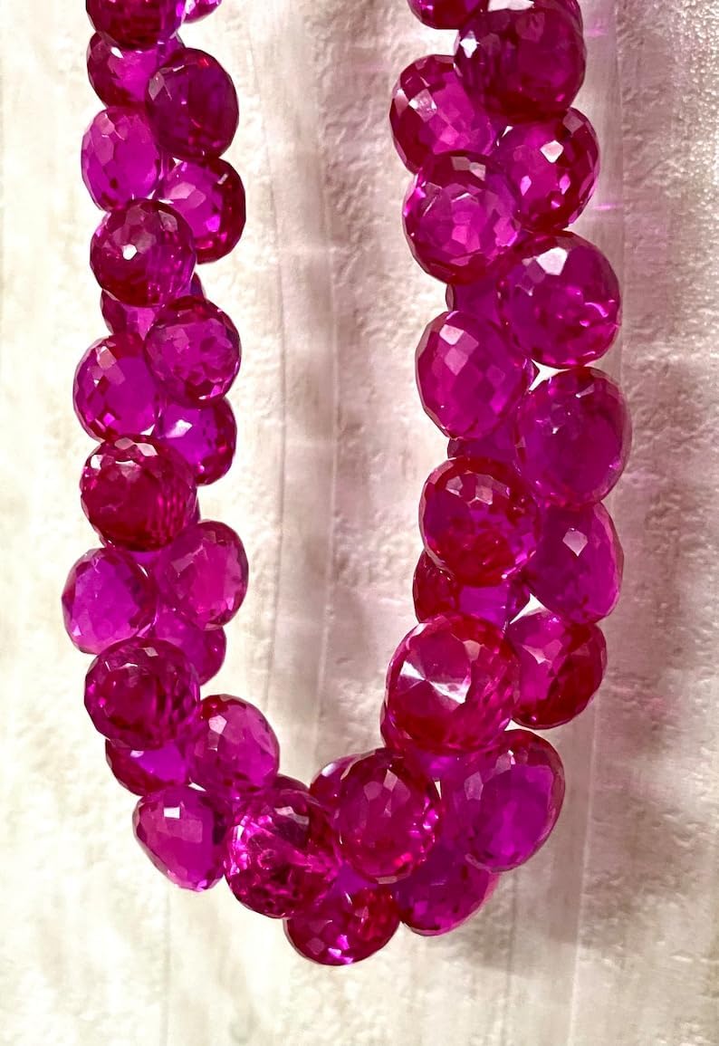 Natural Pink Spinel Onion Faceted Beads 8X10-7X9MM 14 inch Long String Jewelry Making Gemstone Beads for Necklace Bracelet