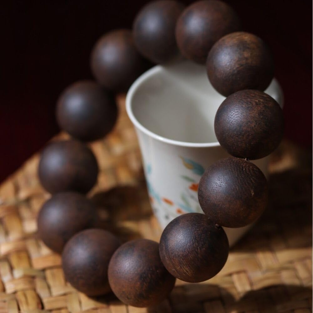 Agarwood 21mm*12pcs China Hainan Top Purple Chess Agarwood Skewers Buddha Beads Rosary