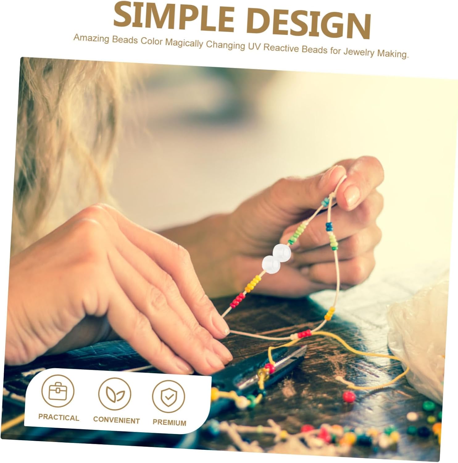 Lurrose 10000pcs Colors Uv Beads Kit Changing Beads for Jewelry Making for DIY Bracelet Necklace