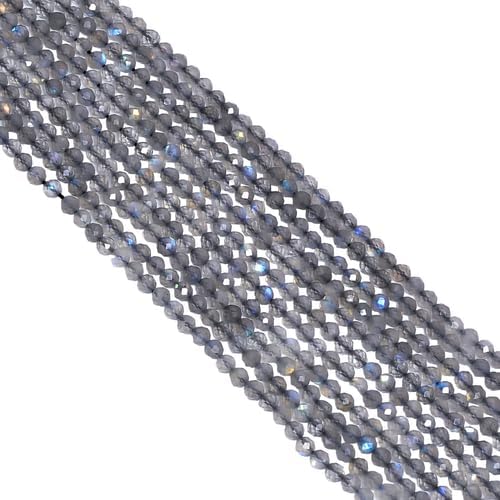 Natural Labradorite Gemstone Round Shape Faceted Beads 4X4 mm 10 Strand 13