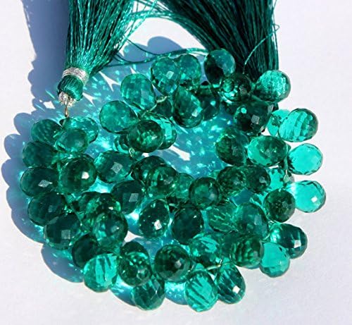 13 inch natural beads strand of 7x9-9x12mm faceted teardrop green quartz gemstone briolletes beads for DIY jewelry - necklace, bracelet, earring, ring.