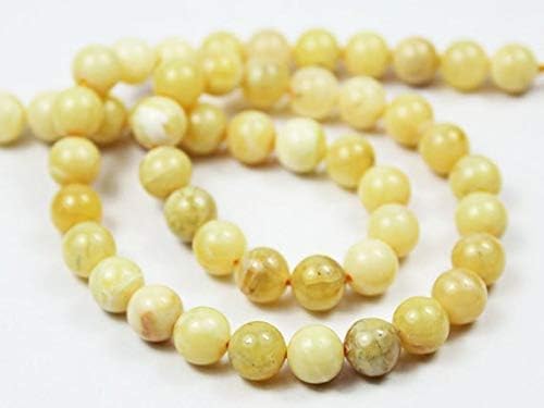 1 Strand Yellow Opal Round Ball Smooth 14'' Long Strand Gemstone Beads, Jewelry Supplies for Jewelry Making, Bulk Beads, for Meditation Jewellery for Reiki Healing Mystic Gemstone 10mm
