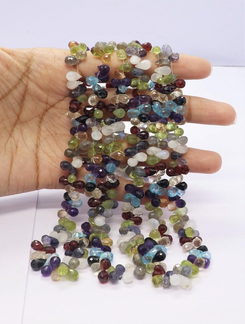 Natural Mix Semi Multi Drop facete Beads 5X7 mm 18 inch Long String Jewelry Making Gemstone Beads for Necklace Bracelet