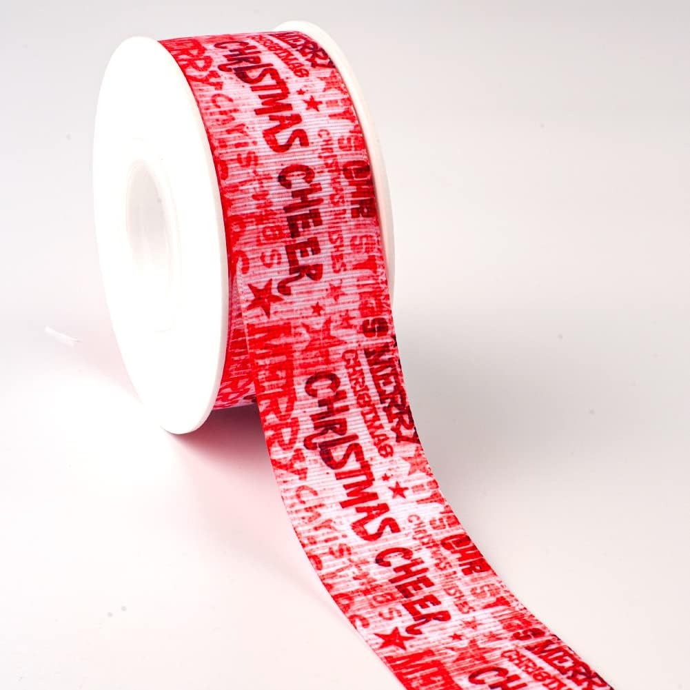 50 Yards Merry Christmas Gifts Design Printed Grosgrain,Satin Ribbon Hair Accessories - (Color: 2107037; Size: 75 Mm Grosgrain)