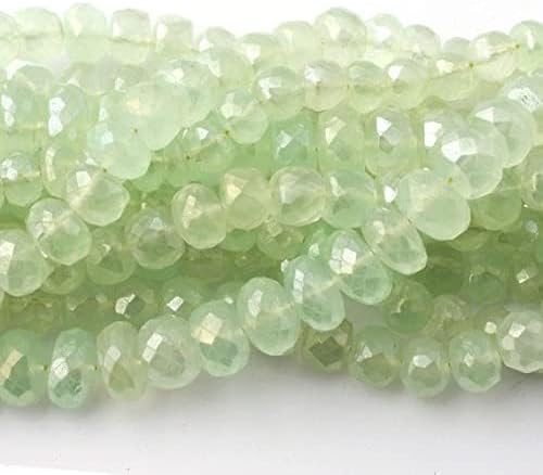 BEADS GEMSTONE 11 Strand Natural Aqua Chalceny Silver Coated Faceted Rondelles Beads 7mm-111mm 32 Beads 8 Inch Code-HIGH-13878