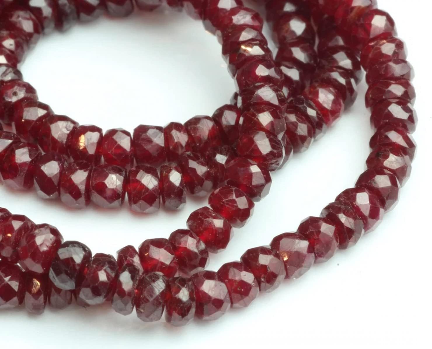 1 Strand Red Ruby 3.5mm Hand Faceted Rondelles 16