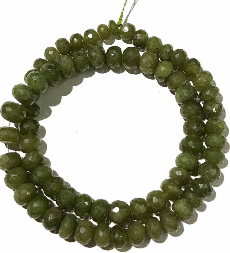 Natural Green Wonder Sapphire roundelle facated Beads 7-9 MM 18 inch Long String Jewelry Making Gemstone Beads for Necklace Bracelet