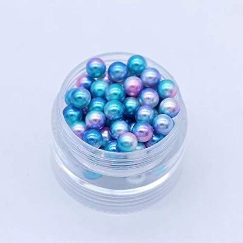 Xucus 3/4/5/6/8mm No Hole Simulated Pearl Jewelry Material Holeless Mermaid Pearl Color Ball Gradual Dream Decorative Bottle Bead 2# - (Color: C2, Size: 6mm 2000pcs)