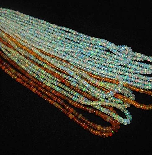 Ethiopian Opal Rondelle Beads 12 Strand Necklace welo Opal Beads Size 3x6 mm 19 inch Code-HIGH-46958