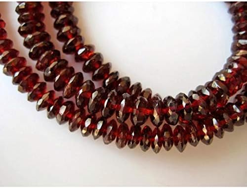 8 inch Strand Natural Mozambique Garnet 6 mm German Cut Faceted Beads - Jewelry - Garnet Beads, Mozambique Garnet, rondelle Beads, Garnet rondelles, German Cut, 6mm Beads, 8 inch Half Strand