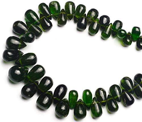 GEMZ 16 inch Strand of Natural Chrome Diopside Drop Shape Smooth Cut Green Color briollete Beads for DIY Jewelry Making- Earring Necklace Bracelet.